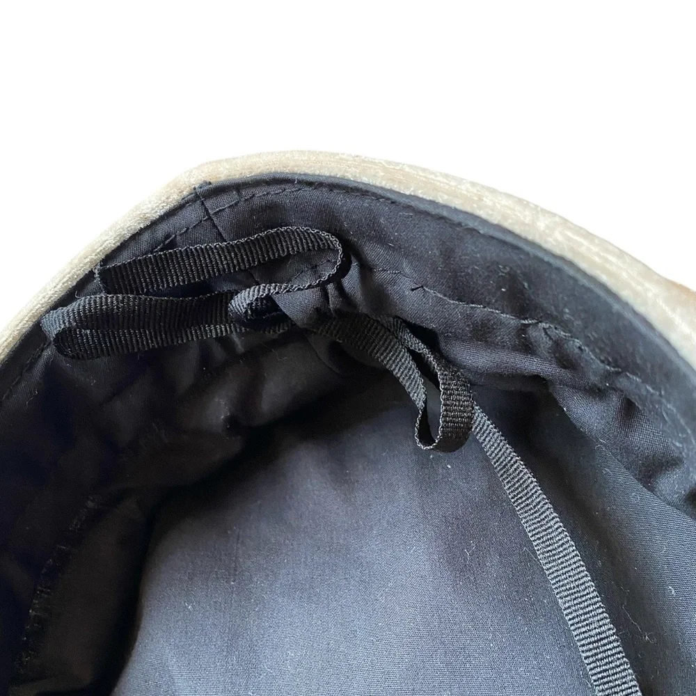 Nice Tan Sailor Hat Black Lining Draw String Great Condition